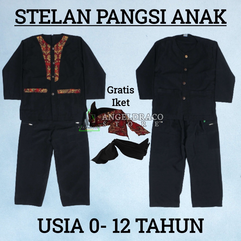 Setelan Baju Pangsi Anak Laki Laki Perempuan Usia 0-13 Tahun