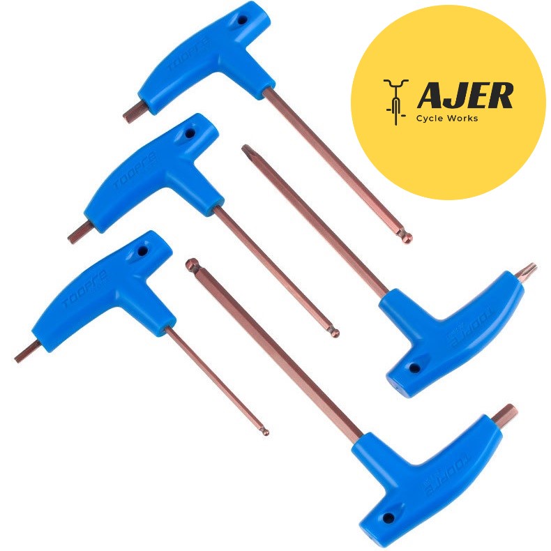 Kunci L gagang T ballpoint Allen hex key 3/4/5/6 mm T25 torx bintang bike tools sepeda