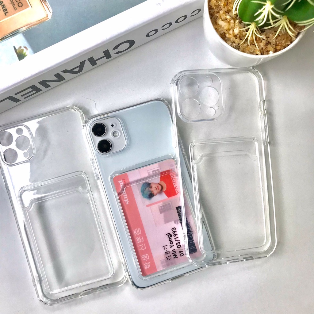 CLEAR CARD CASE iphone 6 6s 7 8 plus x xs xr max 11 12 13 pro max 14