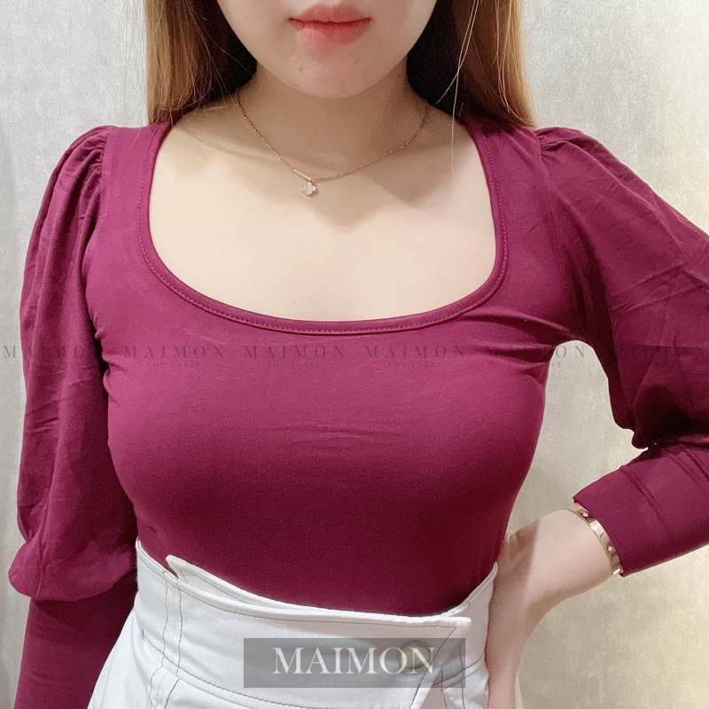 Hae Puff Long Sleeve Squareneck Blouse | Atasan Wanita Korean Fashion | Maimon Grosir