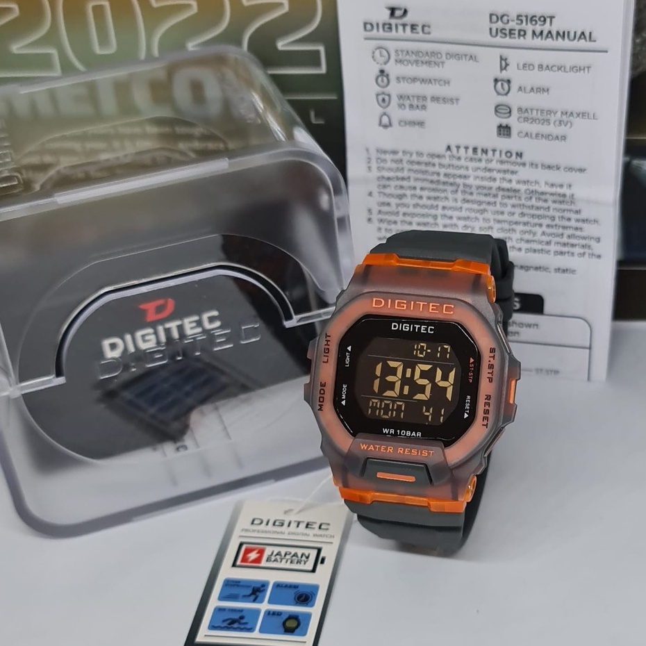 Jam Tangan Pria Digitec DG 5169 / Digitec 5169 / DG-5169T Original Rubber Tahan Air Digital Digitec Original