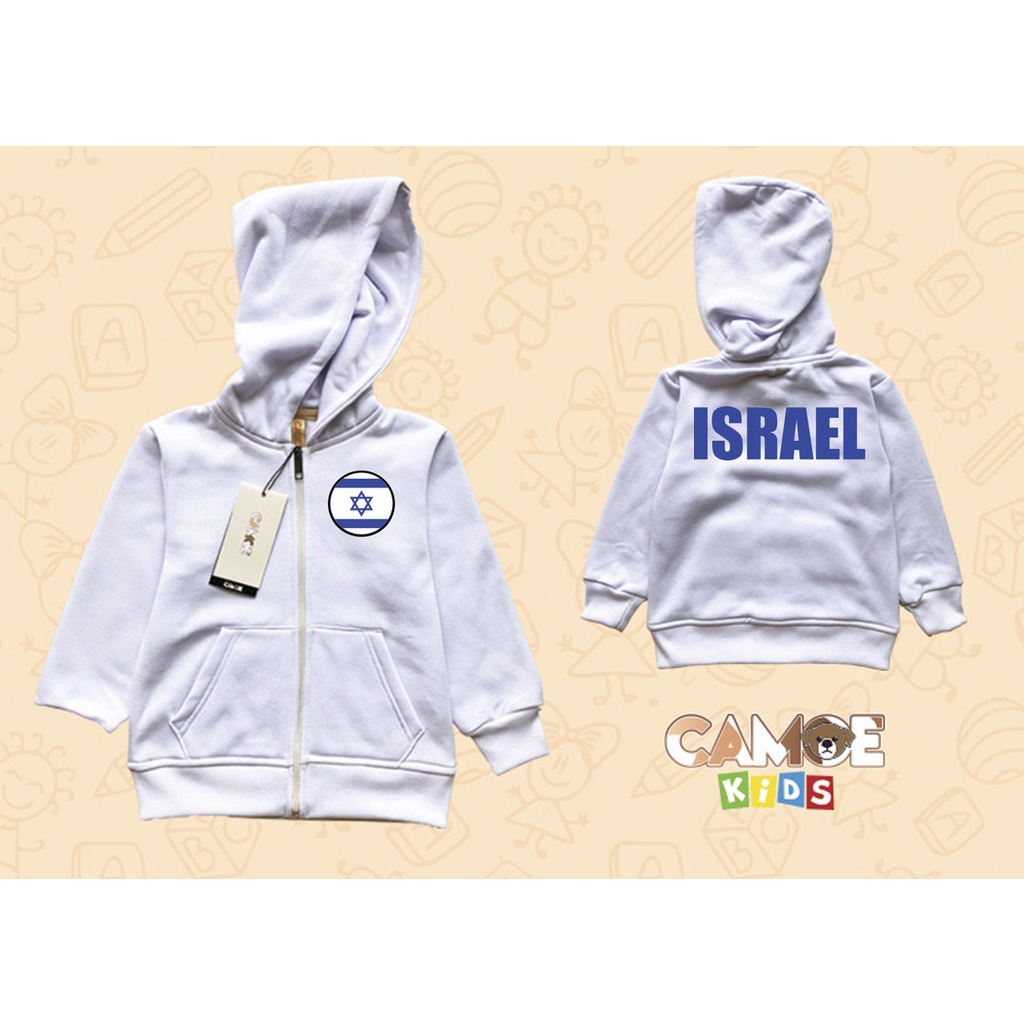 Jaket Hoodie Zipper Anak KIDS Israel Flag Bendera Israel