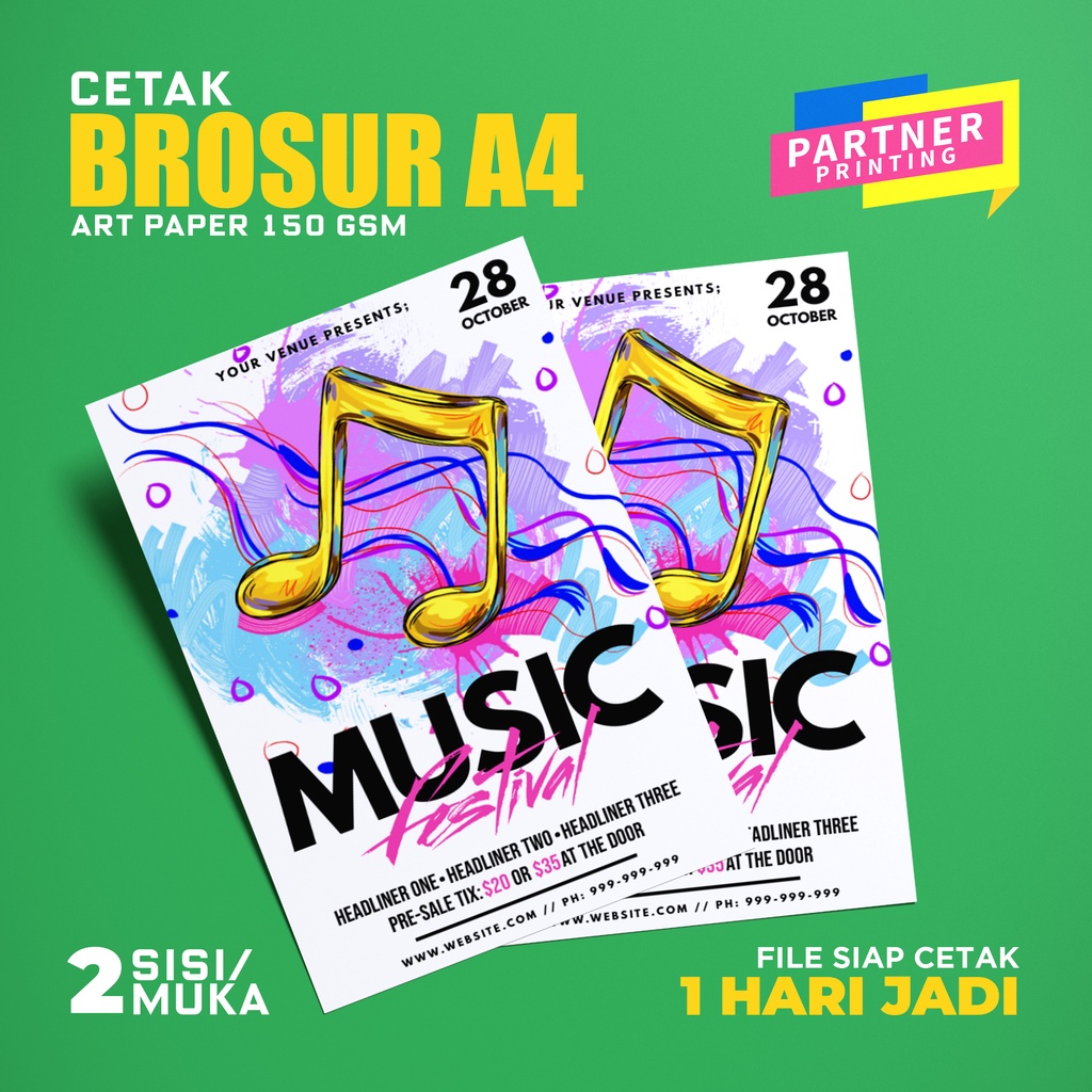 

CETAK / PRINT BROSUR / FLYER A4 2 SISI / ART PAPER 150 GSM