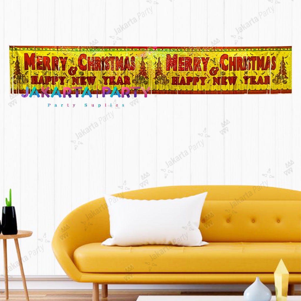 Tirai Natal / Garland Merry Christmas / Hiasan Natal / Banner Xmas