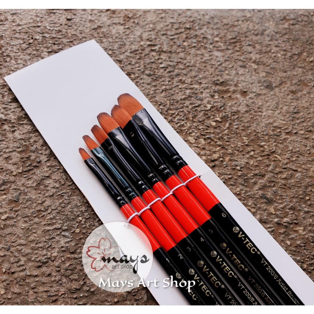 

Kuas Lukis Set Isi 6 Kuas V-Tec VT-200 / Filbert Brush Artist Vtec VT 200/6 Murah Cat Air Akrilik Acrylic Minyak Oil