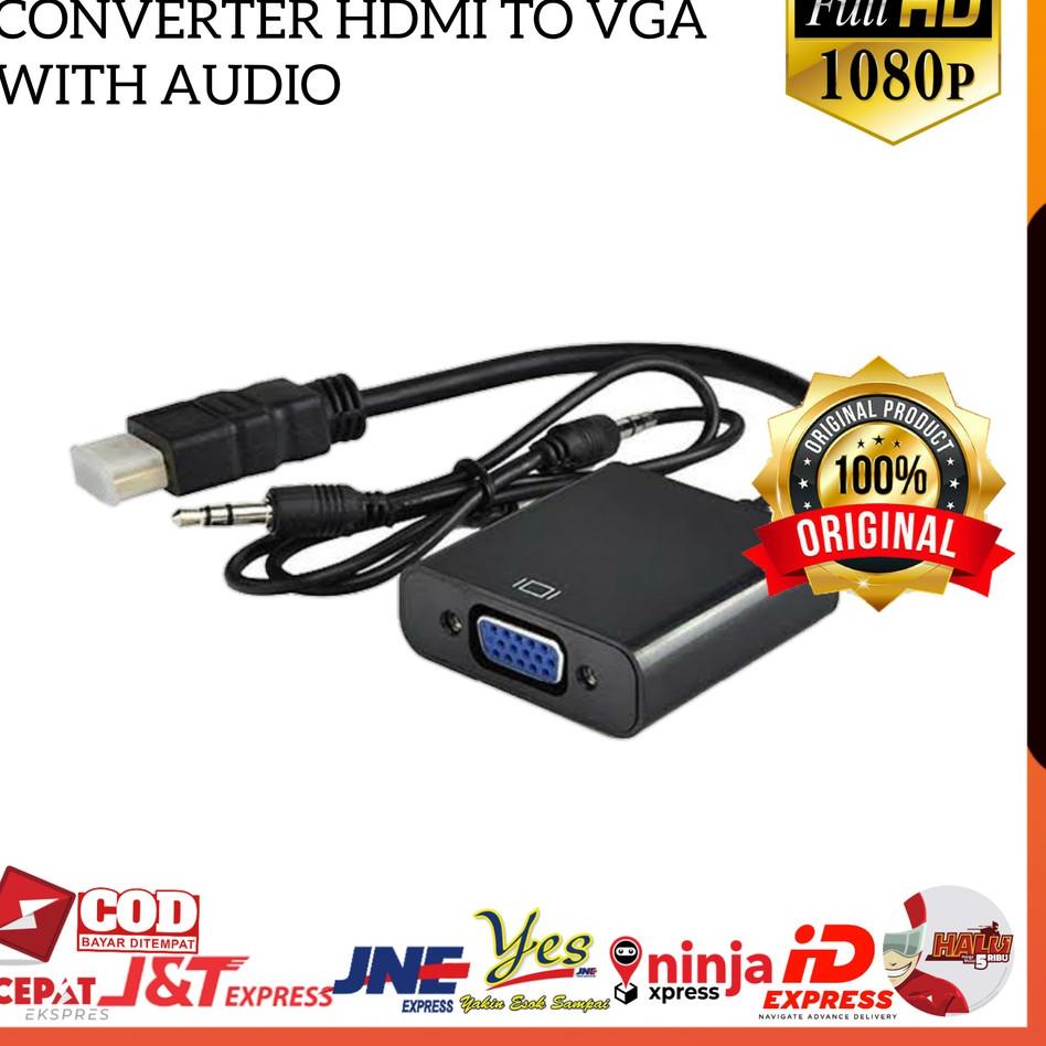 Termurah (COD) KABEL CONVERTER ADAPTER KONEKTOR HDMI TO VGA WITH AUDIO / KABEL HDMI KE VGA + KABEL A