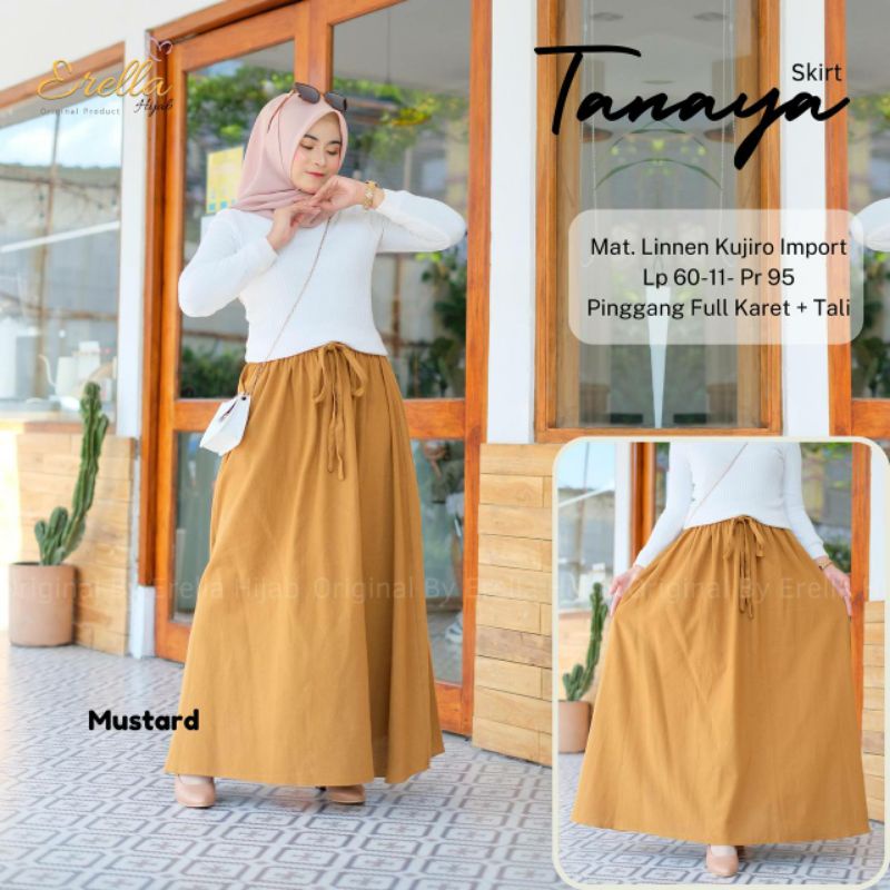(COD) Rok dewasa Tanaya skirt rok katun linen tebal model payung