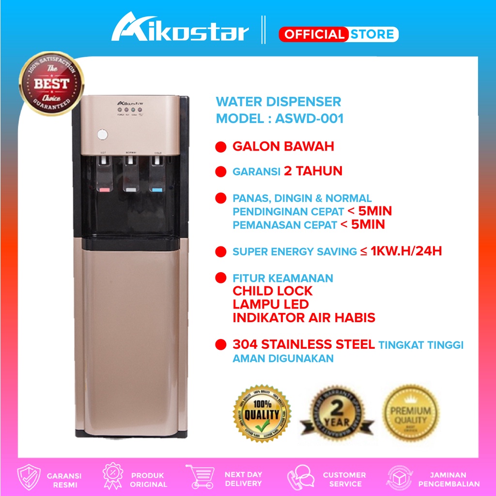 Jual Aikostar Dispenser Galon Bawah ASWD001 / Dispenser Bottom Loading