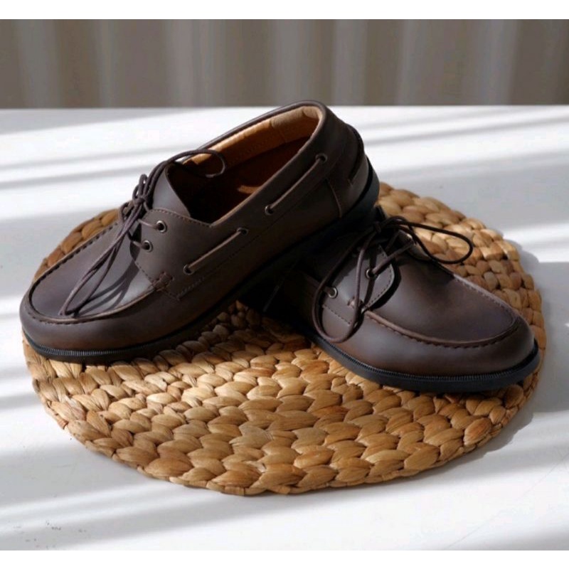 Sepatu Kulit Big Size 43.44.45.46.47.48 Moccasin Brown 4X Sepatu Kerja Pantofel JUMBO Oversize Brown, 44