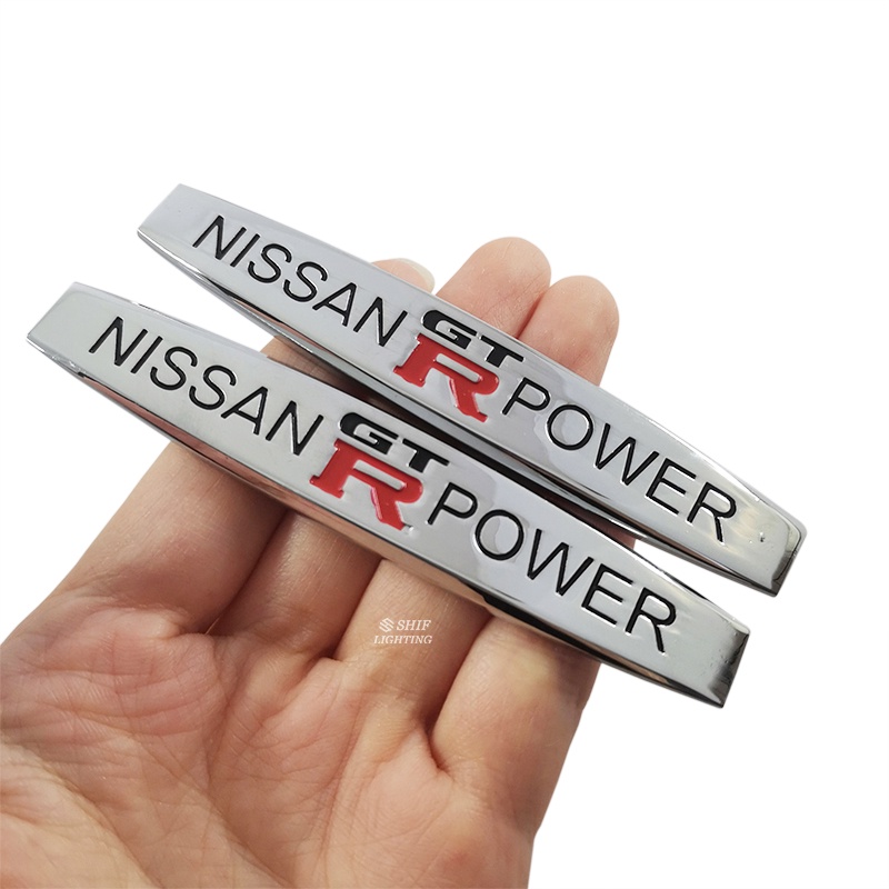 2pcs Stiker Emblem Logo NISSAN POWER GTR Bahan Metal Untuk Dekorasi Mobil NISSAN GTR