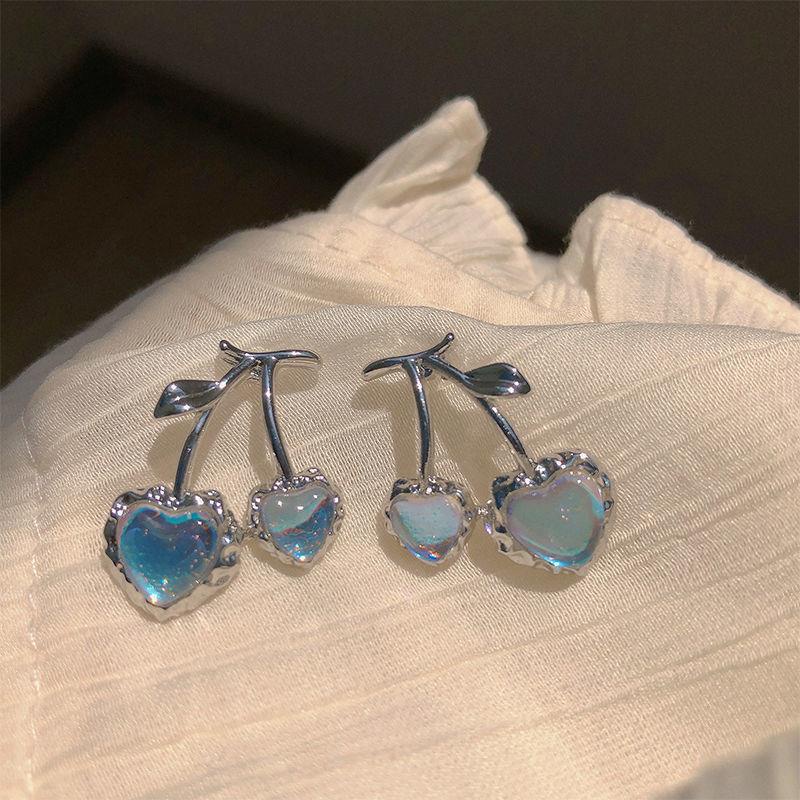 Korean Ins Fashionable Moonstone Cherry Earrings COCOJEWELRY