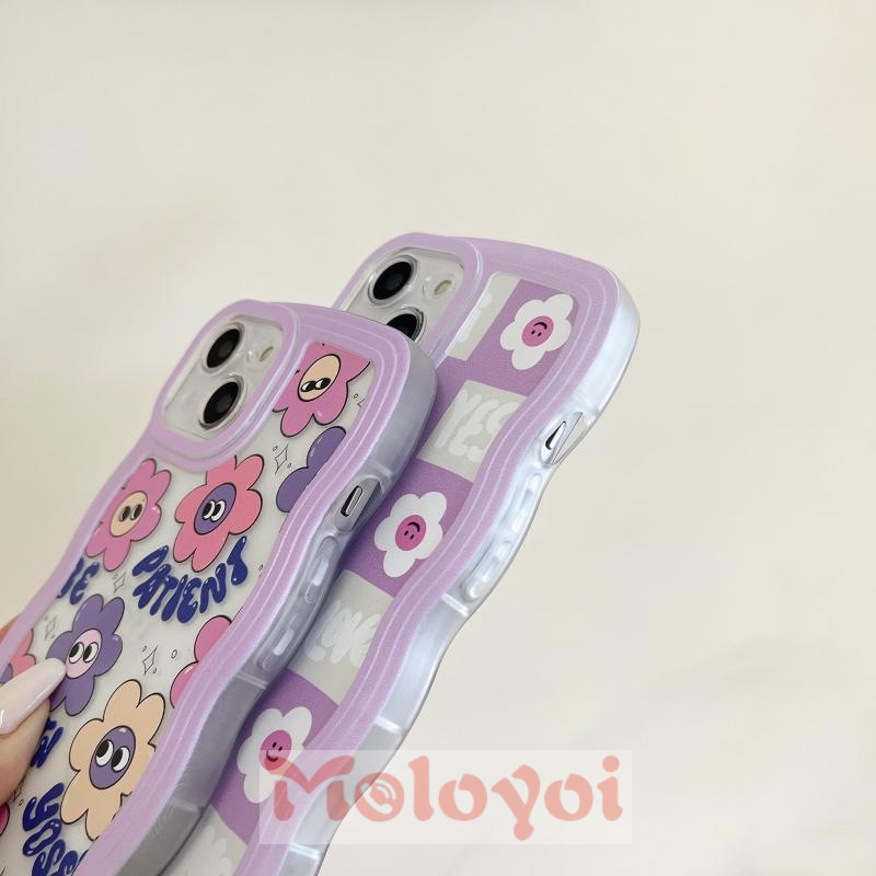 Soft Case TPU Motif Bunga Smiley Face Untuk iPhone 11 13 12 14 Pro MAX 6 7 XR X XS MAX 7 8 6s 14 Plus SE 2020