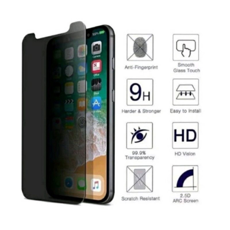 Tempered Glass Spy Anti Gores Matte Privacy Full Layar Premium