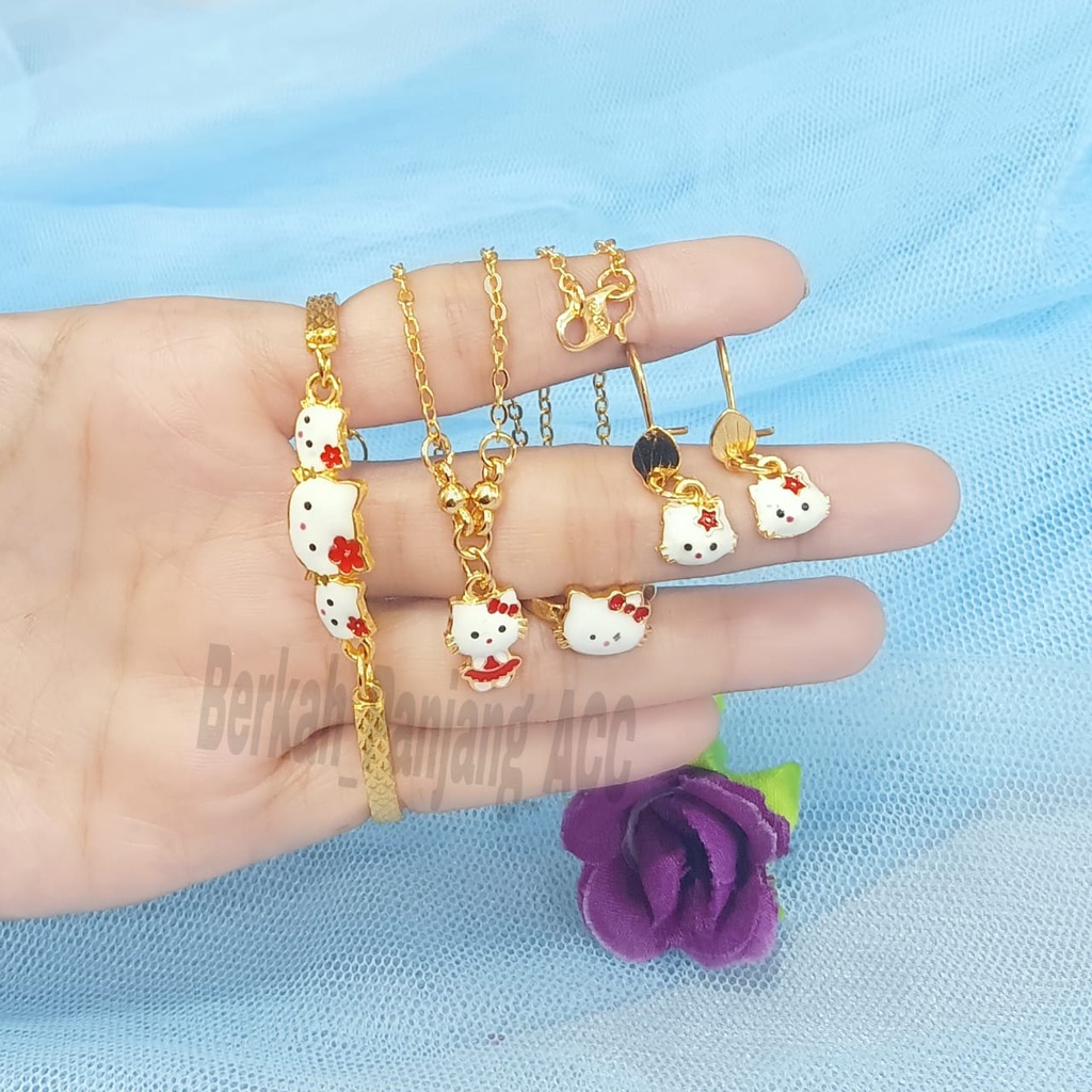 SET ANAK KITTY CAT KEPALA perhiasan super berkelas fashion korea anti karat dan anti luntur