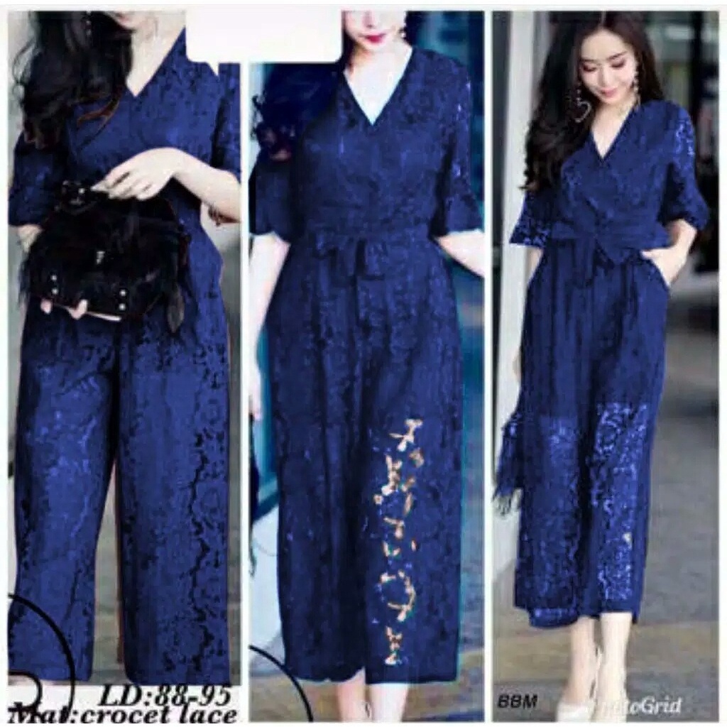 [RXFK] Jumpsuit Lace / Jumpsuit Wanita Kekinian / Overal Wanita / Baju Kodok Wanita Dewasa / Jumpsuit Brukat / Jumsuit Wanita Korea