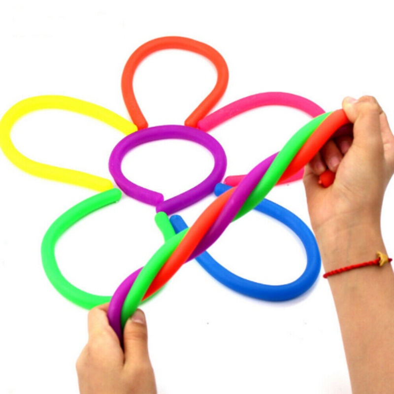 6pcs / Set Mainan Fidget Tali Elastis Bahan Karet Lembut Untuk Penghilang Stress Anak