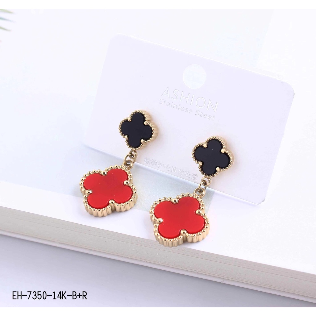 Anting Titanium Permata Hitam/Merah/Hijau 7350