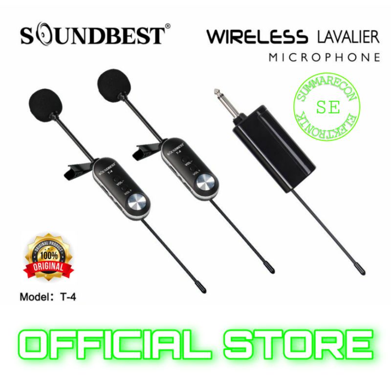 mic wireless clip on original soundbest t4 microphone lavalier mic jepit