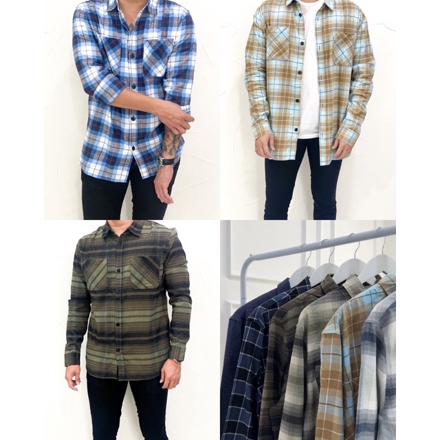 H&M Kemeja Flannel - Kemeja Flanel Hm Tartan Pria