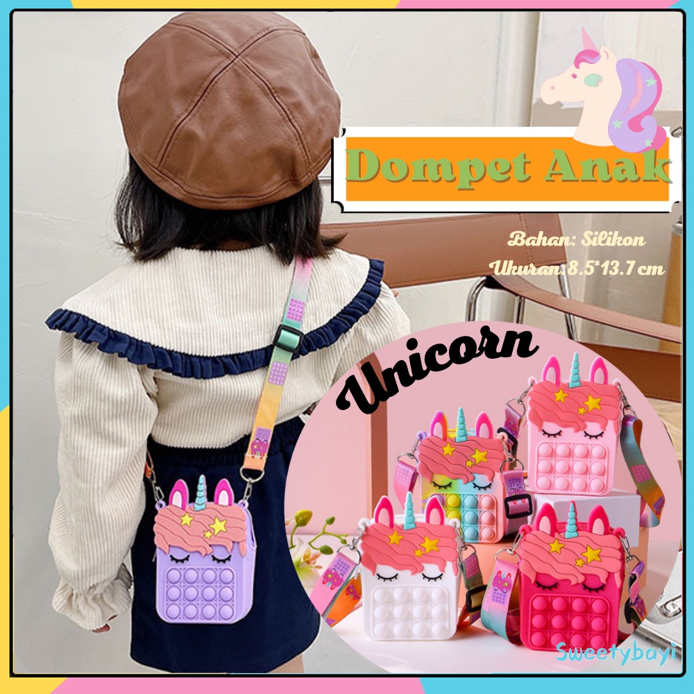 SweetyBayi Tas anak pop it lucu Dompet import Tas slempang anak perempuan Karakter Pop it jelly