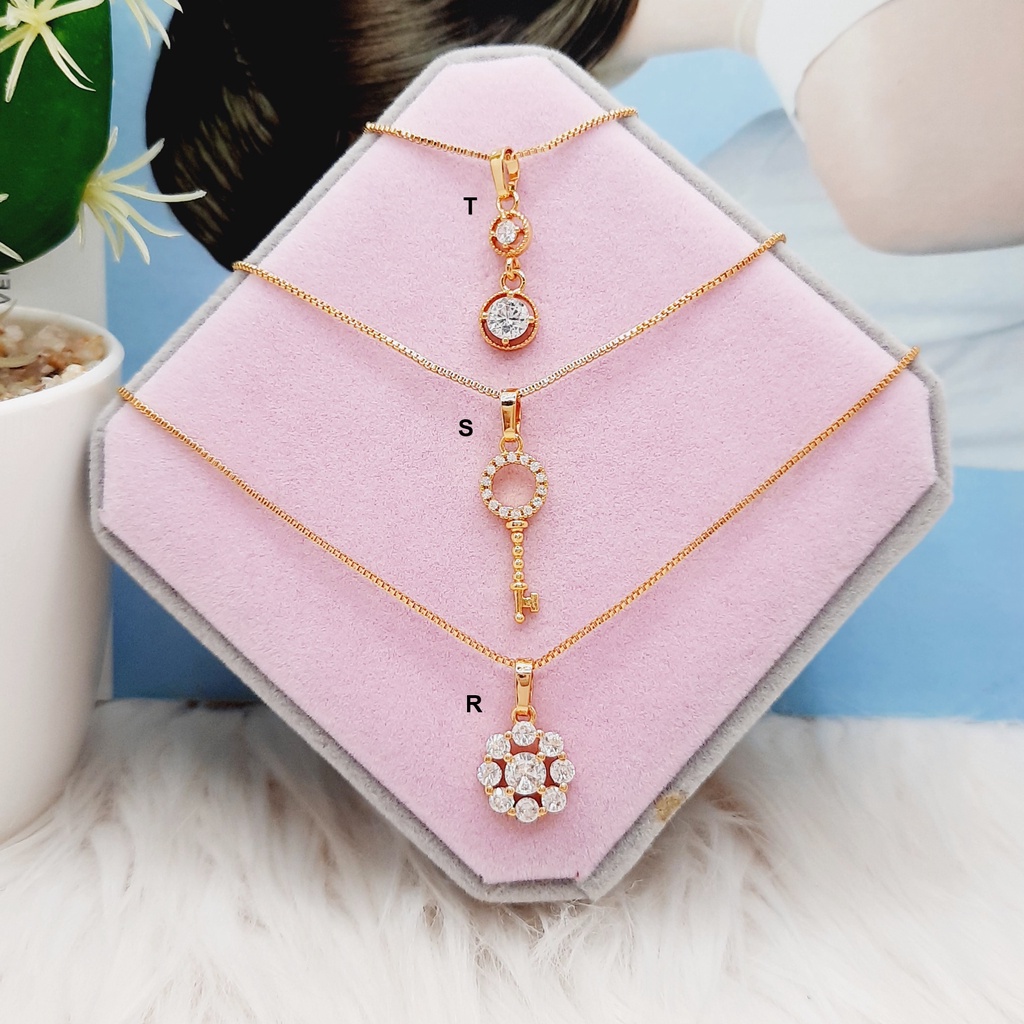 Kalung Xuping Mata Putih Pink Lapis Emas Asli - BN218
