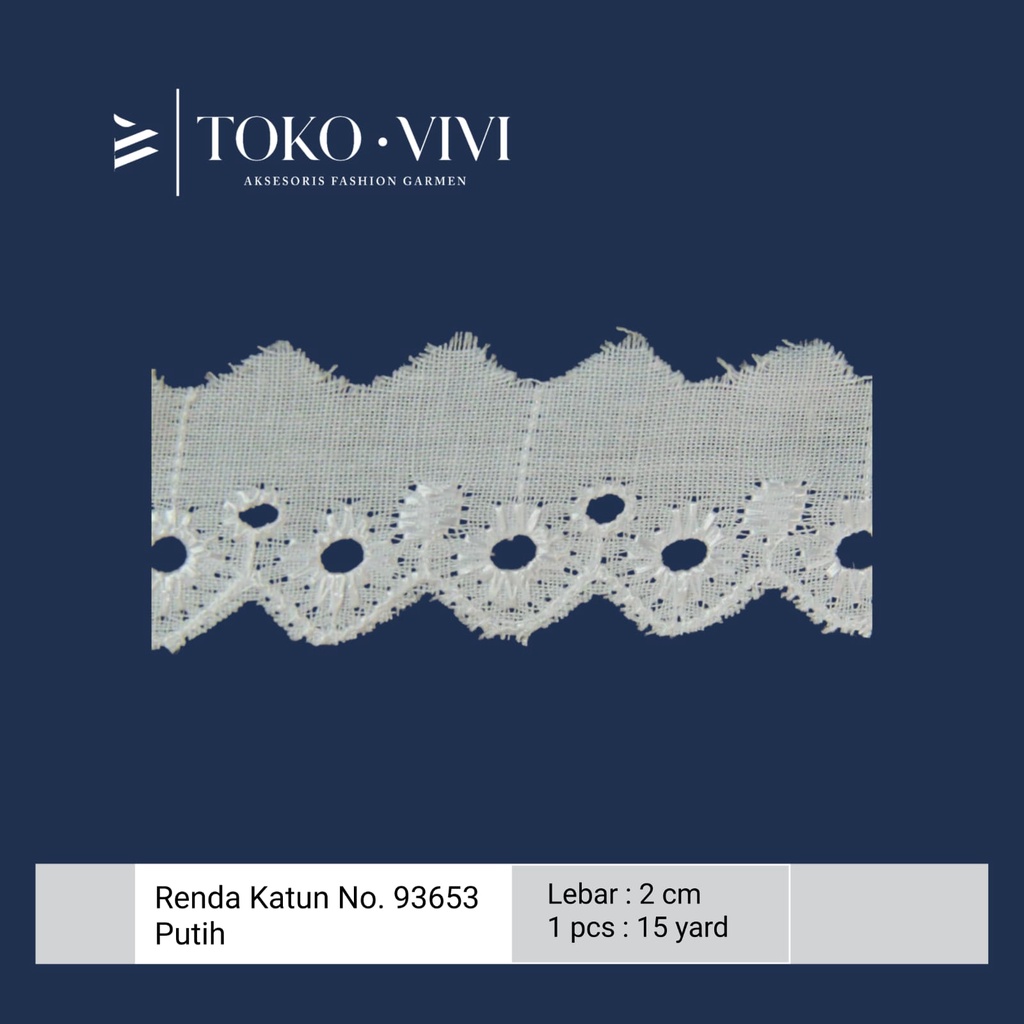Vivi Renda Katun Pinggiran kecil #93653 (2 cm) Putih