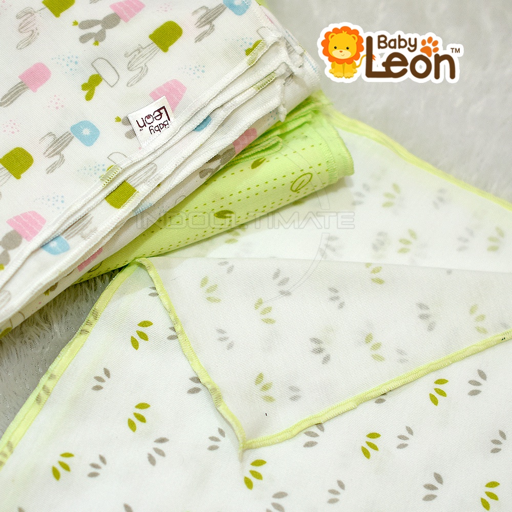 BABY LEON 3 PCS Selimut Bayi Bedong Bayi Baru Lahir Double Knit BC-2068 (90 x100 cm) Kain Bedong Bayi Lembut Karakter Perlengkapan Bayi Baru Lahir