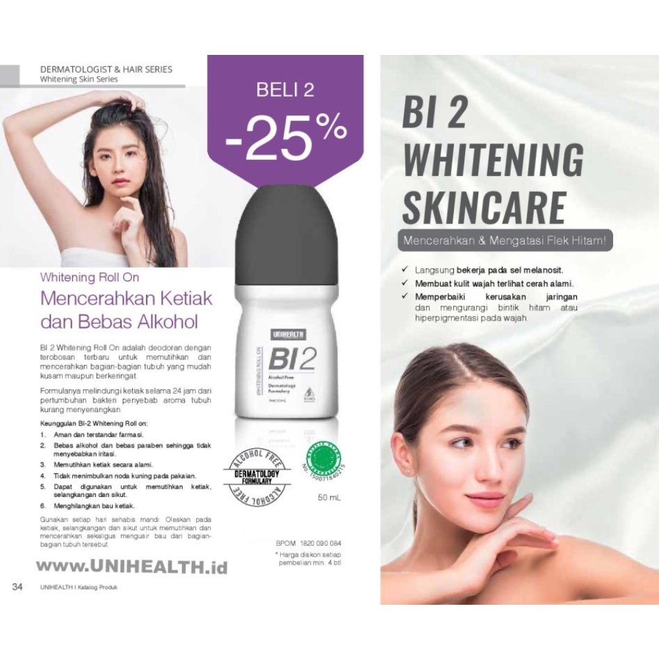 Bi2 Whitening Roll On Original 100%