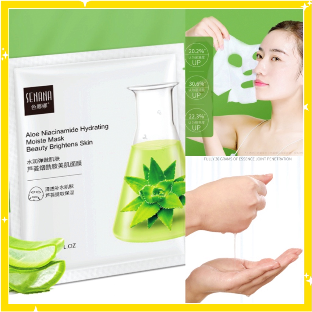 SENANA Aloevera Hydrating Sheet Mask Skin Pelembab Masker Wajah BQ042