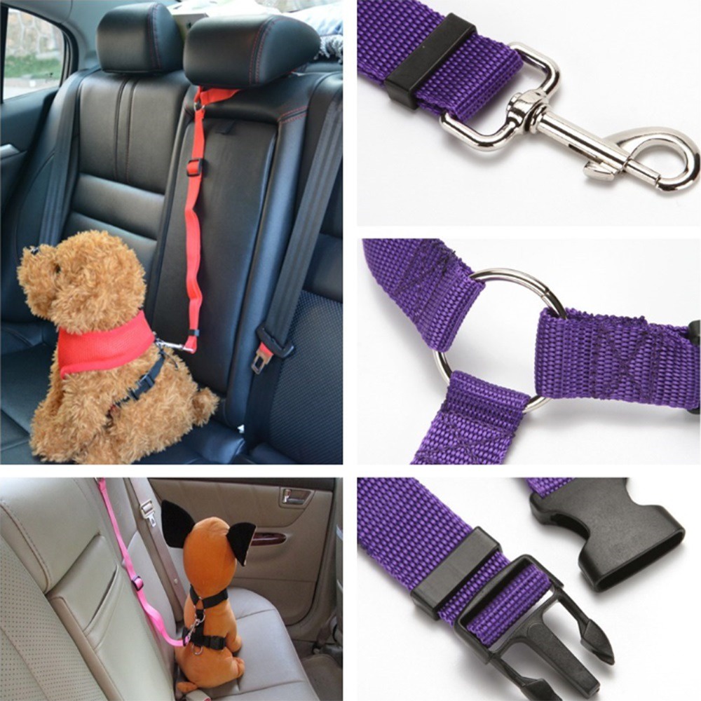 Tali Sabuk Pengaman Hewan di Mobil / Pet Seatbelt Car 2 Fungsi - Nylon