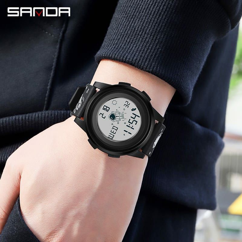 VIRAL SANDA 2122 Jam Tangan Pria Wanita Digital EL Backlight Sport Watch Anti Air