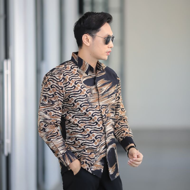 BATIK BOLO DEWO Motif Cakar Harimau Hem Atasan Kemeja Baju Batik Pria Lengan Panjang