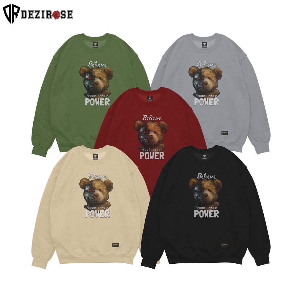 DEZIROSE Sweater Crewneck Bear Believe (Sablon) Size M-XXL ( Pria &amp; Wanita )