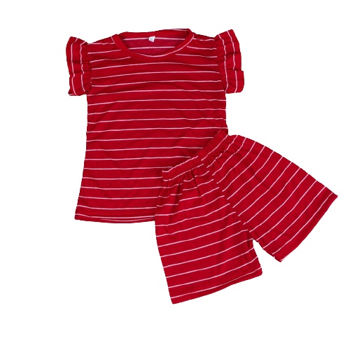 ZASKIYA - Setelan Anak Perempuan / Setelan Anak Ruffle Set Salur / Set Salur Ruffle Anak 1-4 thn