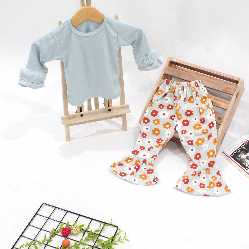 BEFAST - ZTL OOTD Set Anak LION /  SETELAN ANAK STEVIA / Pakaian Anak-Aak Perempuan Terbaru / Oneset Anak Kekinian / Set Atasan Kaos Lengan Pendek+Celana Panjang / Fashion Casual Anak Perempuan / Setelan Termurah / Terlaris