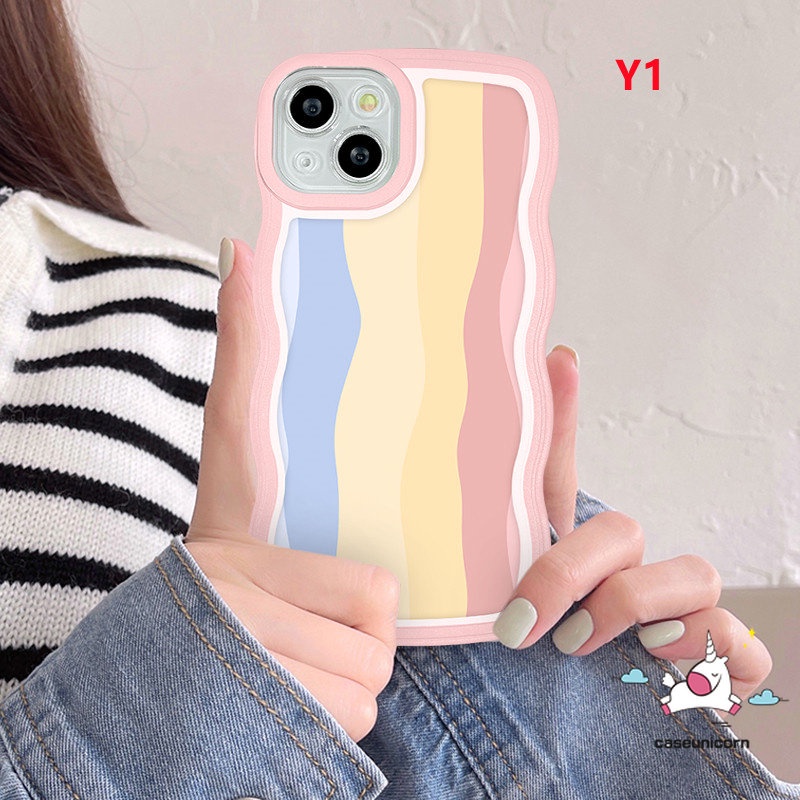 Case Samsung A14 A04 A50 A04E A50s A30s A04s A12 A32 A03 A33 A21s A53 A30 A20s A23 A02s A52 A51 A03s A11 A20 A30 A52s A22 A13 A31 Soft TPU Wavy Edge Fashion Rainbow Case Warna Warni