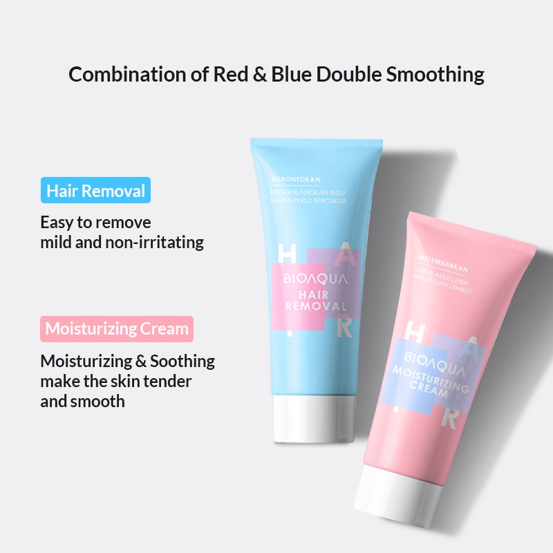 BISA COD BIOAQUA Hair Removal Moisturizing Set Hair Removal Cream Krim Penghilang Bulu Perontok Bulu ketiak / Bulu kaki Non-irritating Hair Removal BPOMRUMAH CANTIK 354