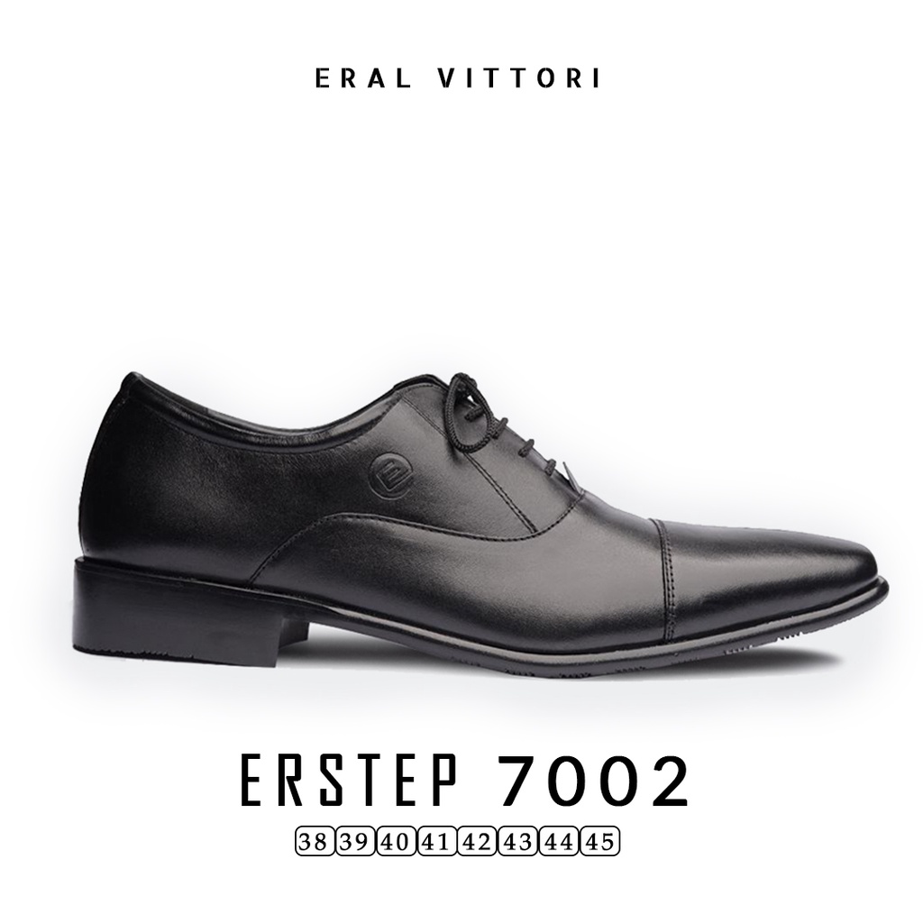 Eral Vittori - Erstep 7002  Sepatu Pantofel Pria Kulit Tali Formal Kantor Hitam