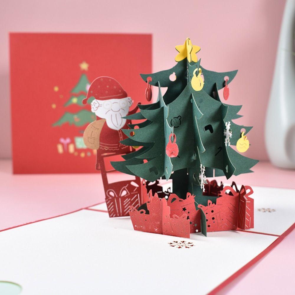 [Elegan] Kartu Natal Family Birthday Xmas Tree Santa Undangan Tahun Baru Party Kid Festival Decoration