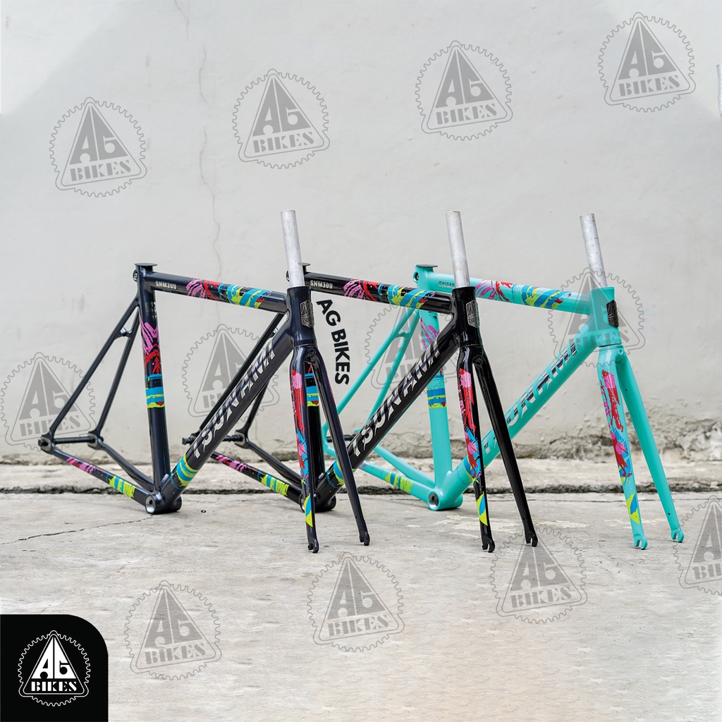 Frame + Fork Sepeda Fixie Tsunami snm 300 new pola warna keren