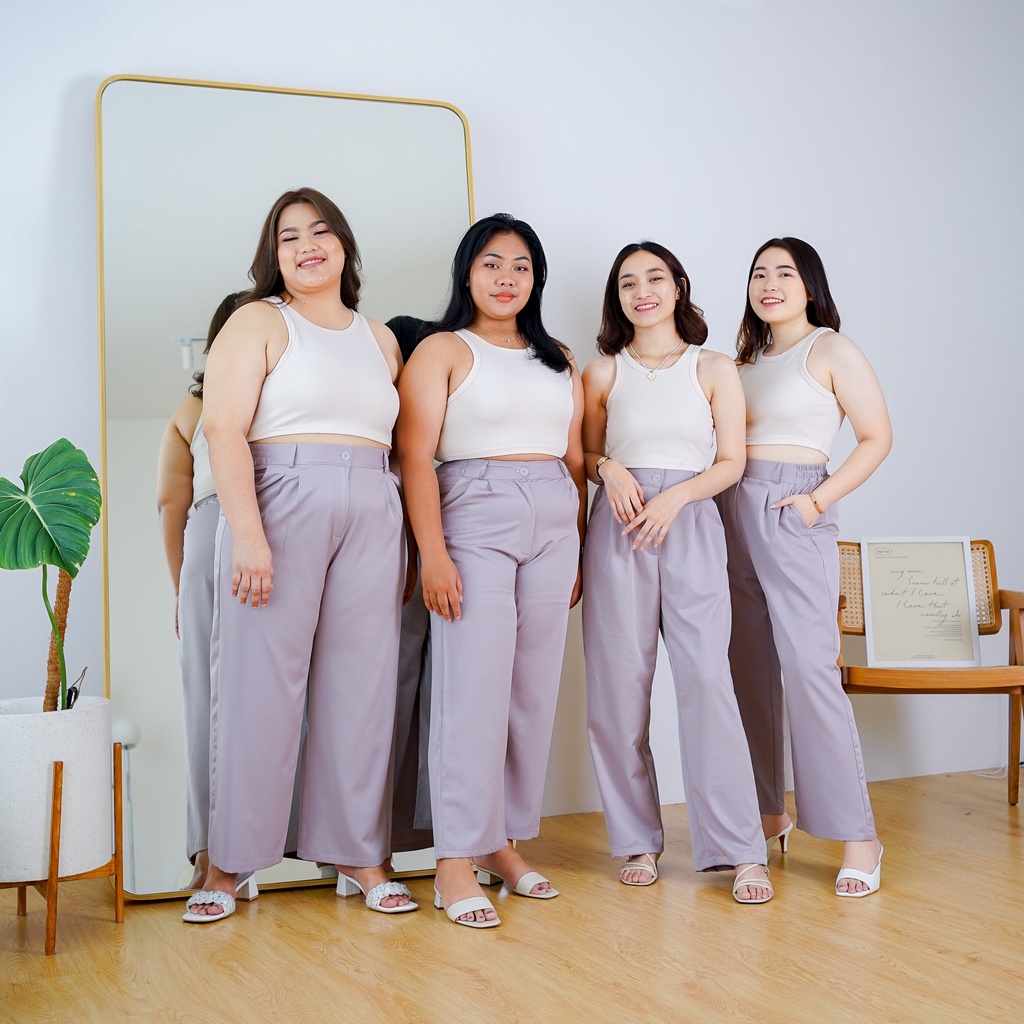 IE.DEMODE Aerum Celana Panjang Wanita Kulot Kerja Kantor Jumbo Big Size Pants Bahan Allya Steel Grey
