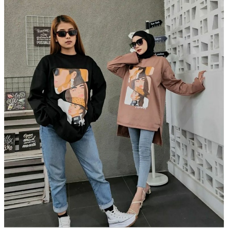 tunik sweater terkini / sweater wanita / SWEATER SURVIVE WOMAN TUNIK