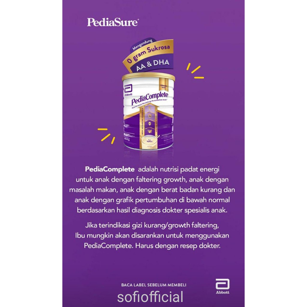 PEDIASURE / PEDIACOMPLETE 850 (bukan Triplesure) EXP 2025