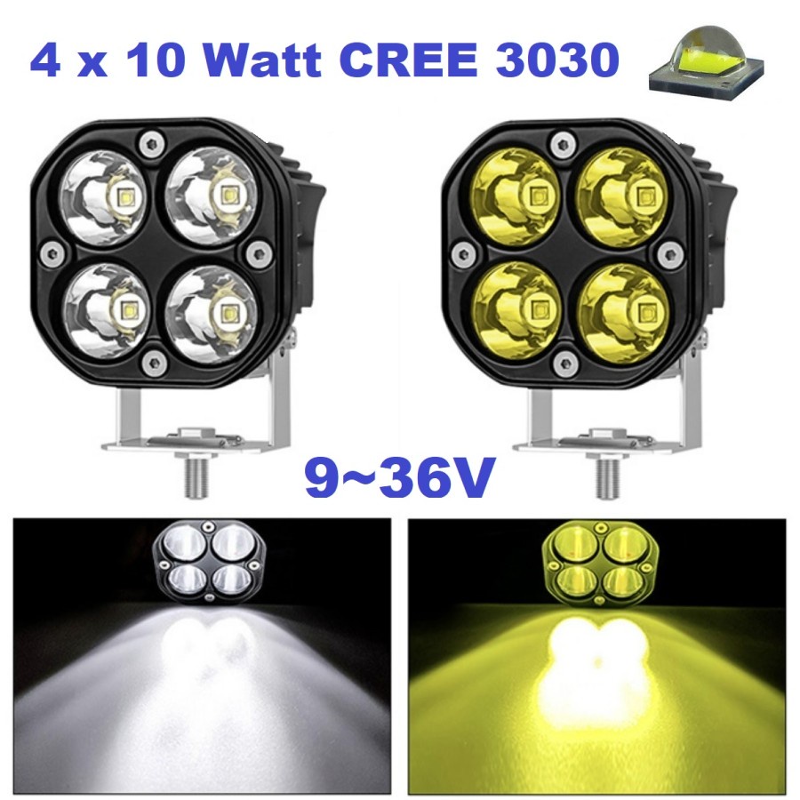 Lampu Sorot Tembak LED CWL CREE 4 Titik Mata 40 Watt Mobil Motor 40W