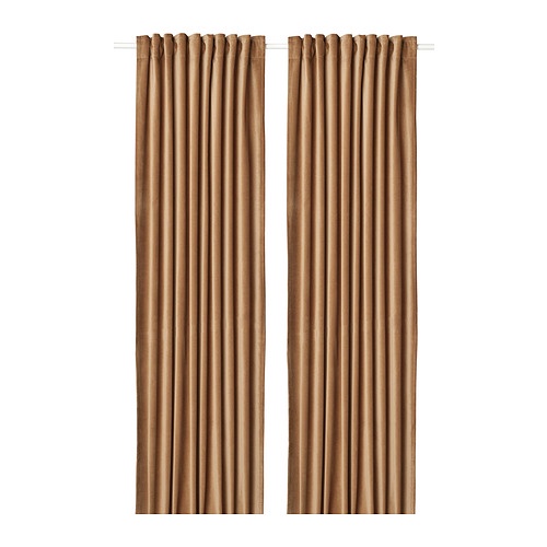 SANELA Gorden penggelap ruangan, 1 pasang, cokelat muda / abu tua / abu hijau / biru tua, 140x250 cm