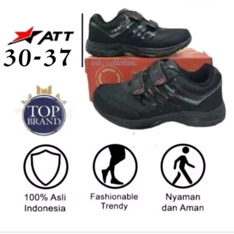 SEPATU SEKOLAH PRO ATT LST 931 ATT OR hitam polos, SEPATU SEKOLAH TK SD