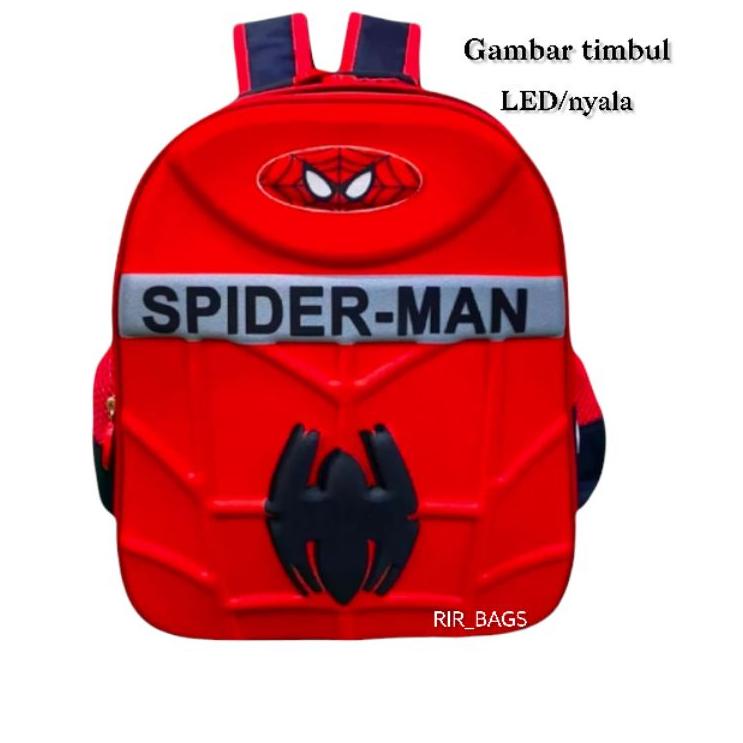 Menarik Tas sekolah anak spuderman TK LED/Tas ransel sekolah anak TK LED/Tas anak karakter Spiderman
