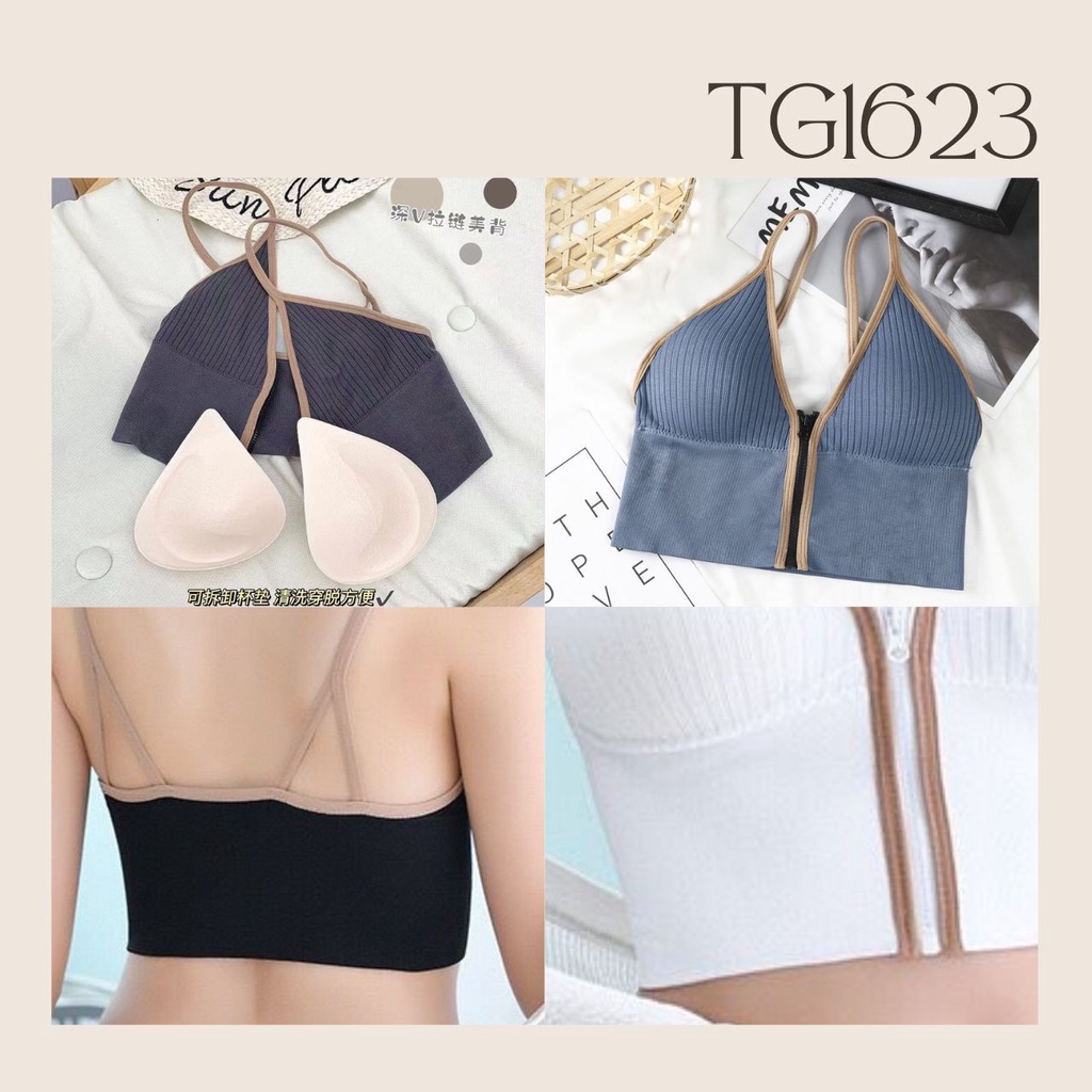 GROSIRTAS TG1623 Bralette Wanita import Resleting Depan