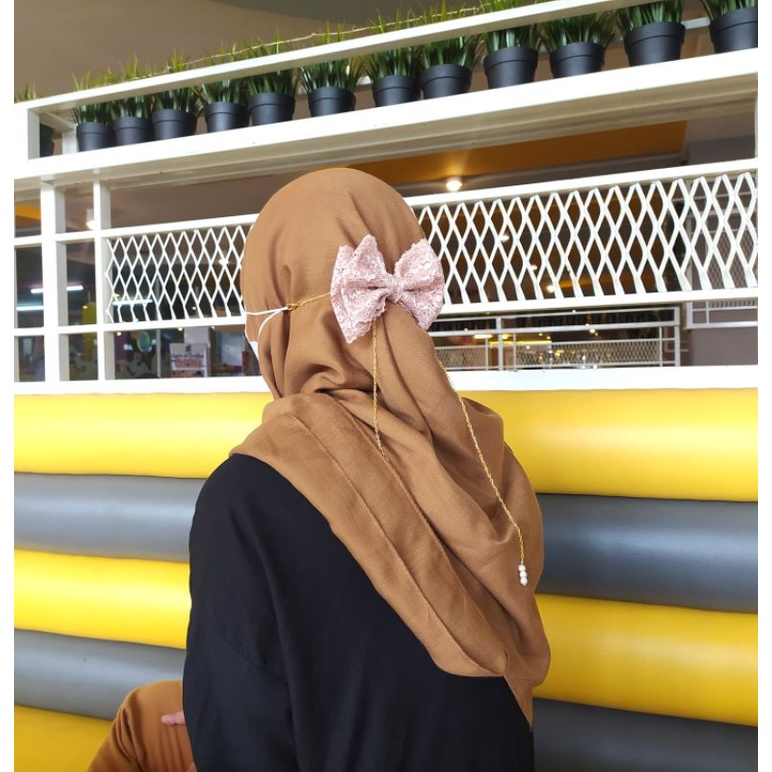 new !!! konektor masker pita rantai juntai / konektor masker hijab pita brukat / konektor masker pita besar / konektor masker vintage / konektor masker viral / konektor masker minnie mouse