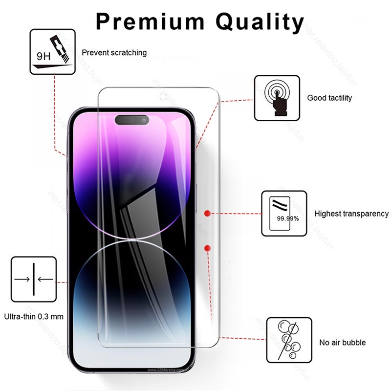 Pelindung Layar Tempered Glass Apple Iphone 14 Iphone 14 Plus Iphone 14 Pro Iphone 14 Pro Max Paket 2 in 1